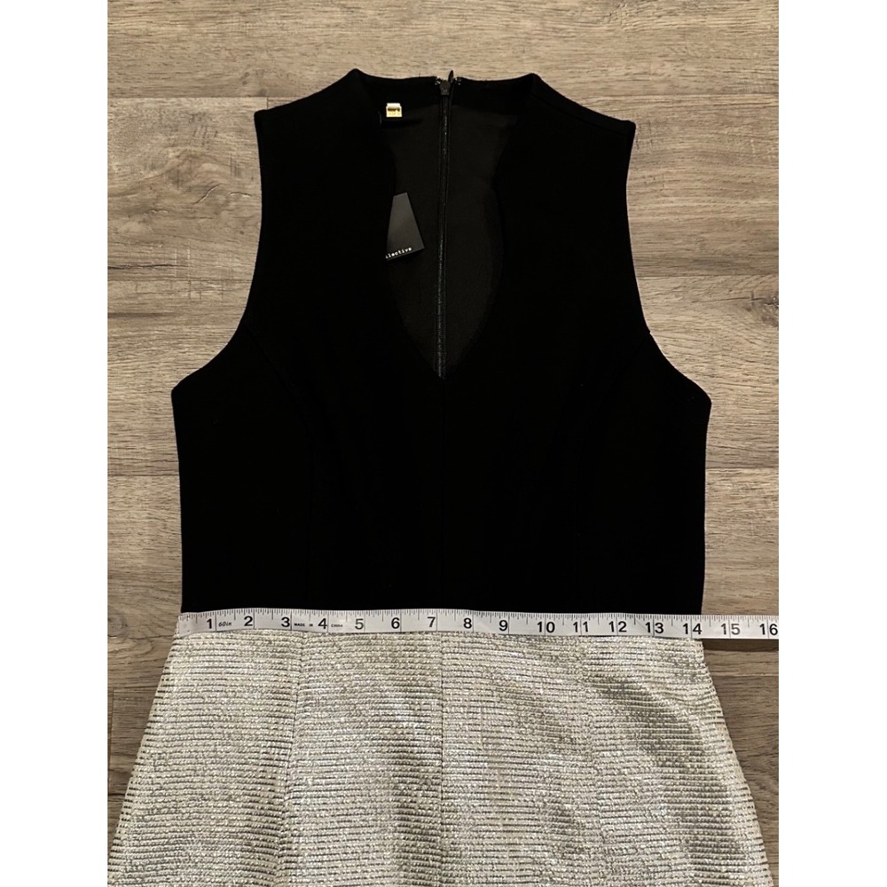 4 COLLECTIVE Black Sleeveless Mock Neck Cutout Sheath Dress Metallic Sparkle Sz6 - Picture 4 of 8